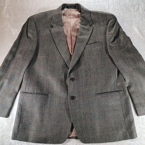 Izod Pure Wool Woolmark Sport Coat Herringbone Mens 48R Formal Semi-Formal - Picture 1 of 7